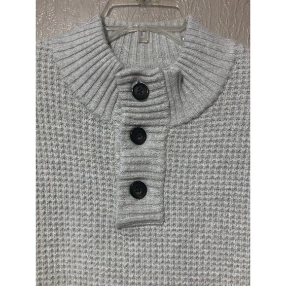 Old Navy Men’s Mock Neck Military Henley Waffle Sweater Pullover Beige Large New - Picture 5 of 9